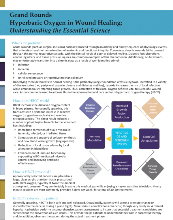 Download Grand Round: Hyperbaric Oxygen in Wound Healing: Understanding the Essential Science