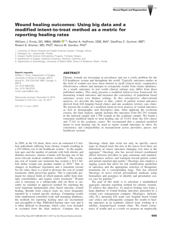 Download Wound healing outcomes: Using big data and a modified intent-to-treat method as a metric for reporting healing rates