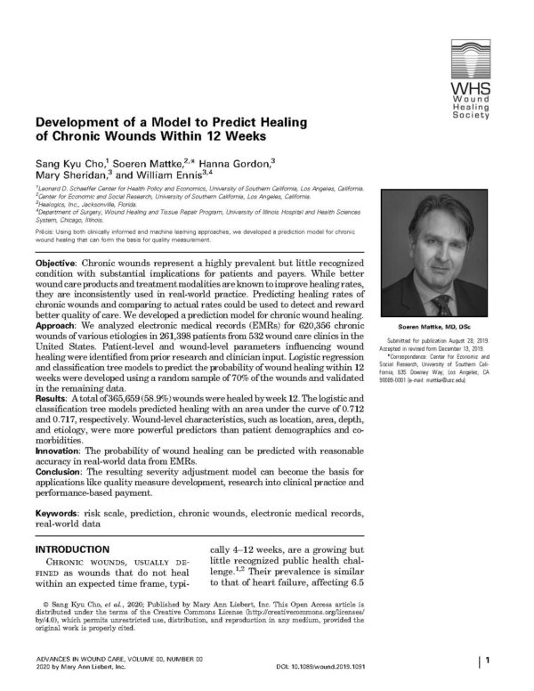 Development of a Model to Predict Healing of Chronic Wounds Within 12 Weeks