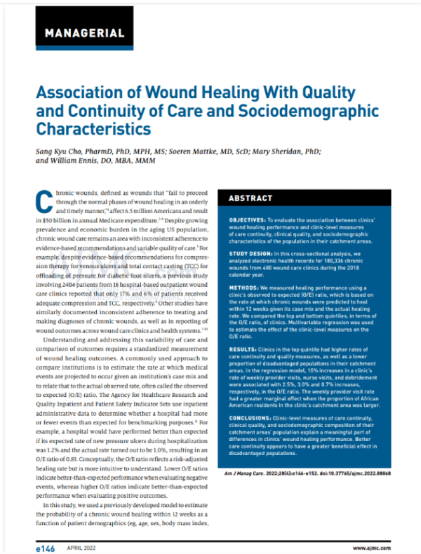 Association of Wound Healing With Quality and Continuity of Care and Sociodemographic Characteristics